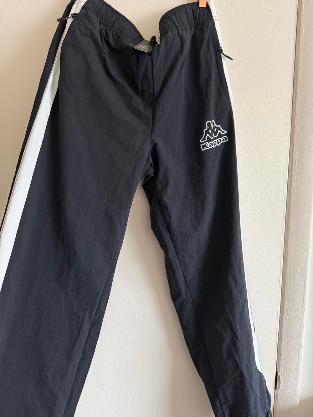 Kappa Men’s Black Track Pants with White Side Stripe